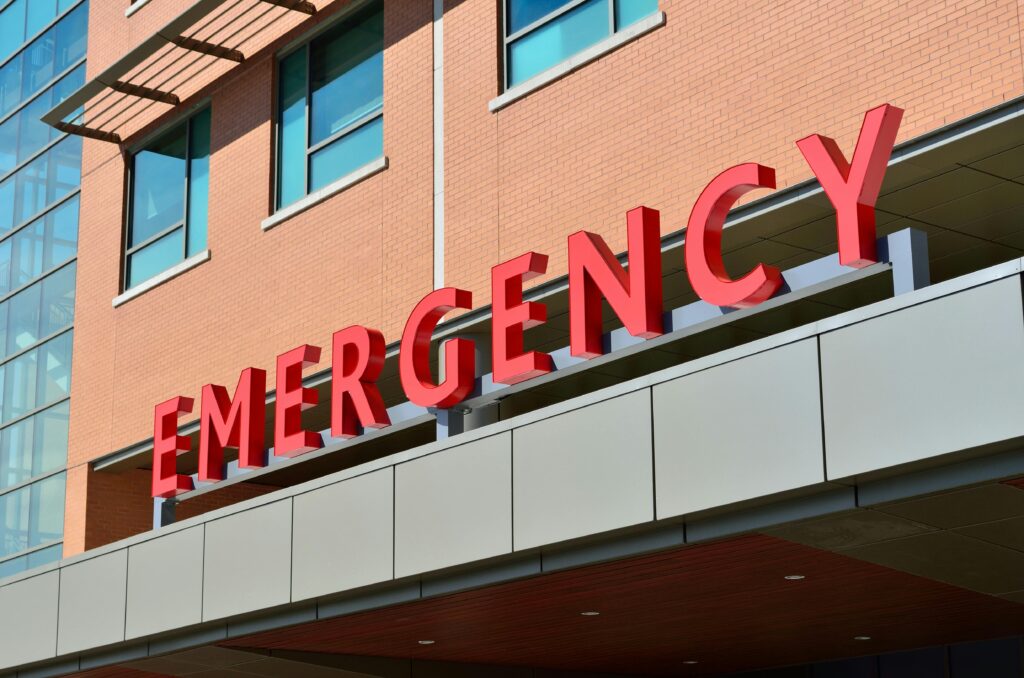 Hospital emergency entry sign